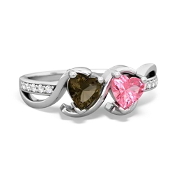 Smoky Quartz Side By Side 14K White Gold ring R3090