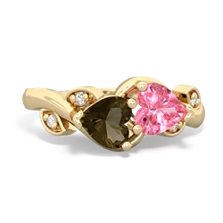 Smoky Quartz Floral Elegance 14K Yellow Gold ring R5790