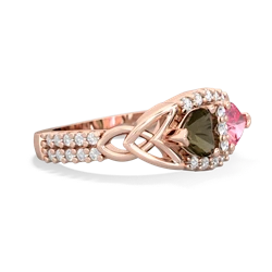 Smoky Quartz Sparkling Celtic Knot 14K Rose Gold ring R2645