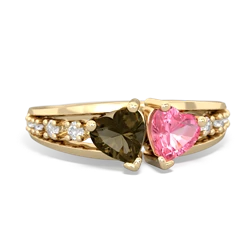 Smoky Quartz Heart To Heart 14K Yellow Gold ring R3342