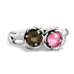 Smoky Quartz Rose Garden 14K White Gold ring R5510