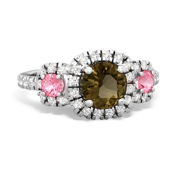 Smoky Quartz Regal Halo 14K White Gold ring R5350