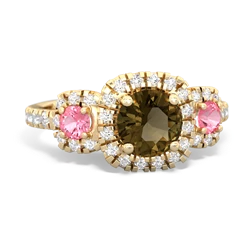 Smoky Quartz Regal Halo 14K Yellow Gold ring R5350