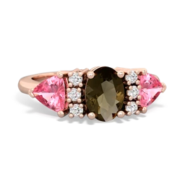 Smoky Quartz Antique Style Three Stone 14K Rose Gold ring R2186