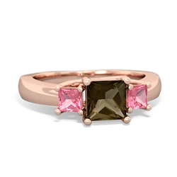 Smoky Quartz Three Stone Trellis 14K Rose Gold ring R4015