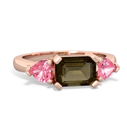 Smoky Quartz Three Stone 14K Rose Gold ring R5235