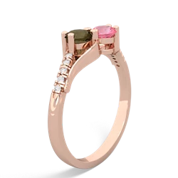 Smoky Quartz Infinity Pave Two Stone 14K Rose Gold ring R5285