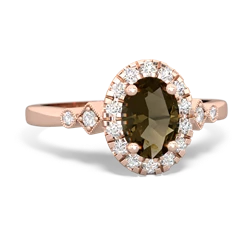 Smoky Quartz Antique-Style Halo 14K Rose Gold ring R5720