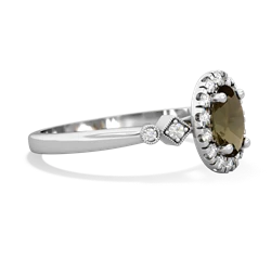 Smoky Quartz Antique-Style Halo 14K White Gold ring R5720