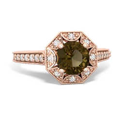 Smoky Quartz Art-Deco Starburst 14K Rose Gold ring R5520