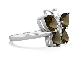 Smoky Quartz Butterfly 14K White Gold ring R2215