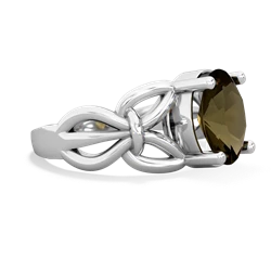 Smoky Quartz Celtic Knot Cocktail 14K White Gold ring R2377