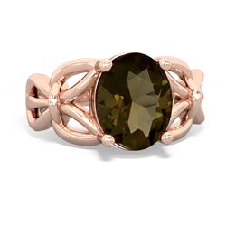 Smoky Quartz Celtic Knot Cocktail 14K Rose Gold ring R2377