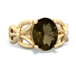 Smoky Quartz Celtic Knot Cocktail 14K Yellow Gold ring R2377