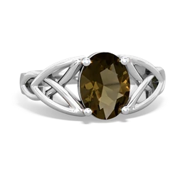 Smoky Quartz Celtic Trinity Knot 14K White Gold ring R2389