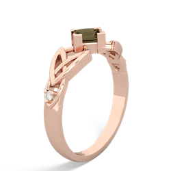 Smoky Quartz Celtic Knot Princess 14K Rose Gold ring R3349