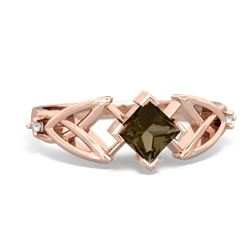 Smoky Quartz Celtic Knot Princess 14K Rose Gold ring R3349