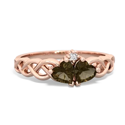 Smoky Quartz Heart To Heart Braid 14K Rose Gold ring R5870