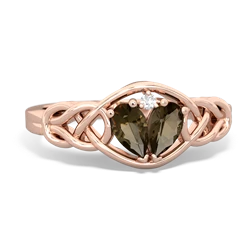 Smoky Quartz Celtic Love Knot 14K Rose Gold ring R5420