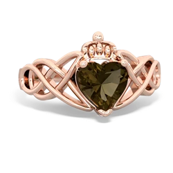 Smoky Quartz Claddagh Celtic Knot 14K Rose Gold ring R2367