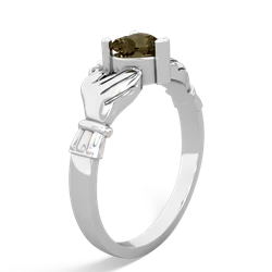 Smoky Quartz Claddagh 14K White Gold ring R2370