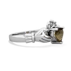 Smoky Quartz Claddagh 14K White Gold ring R2370