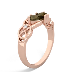 Smoky Quartz 'One Heart' Celtic Knot Claddagh 14K Rose Gold ring R5322