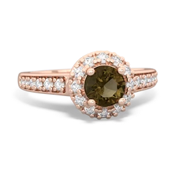 Smoky Quartz Diamond Halo 14K Rose Gold ring R5370