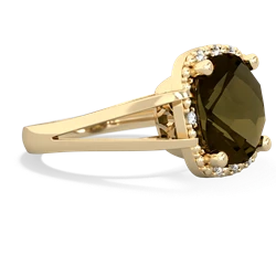 Smoky Quartz Art Deco Cocktail 14K Yellow Gold ring R2498