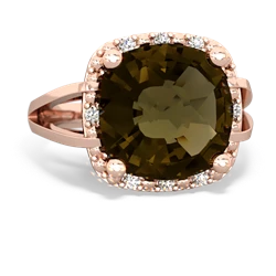 Smoky Quartz Art Deco Cocktail 14K Rose Gold ring R2498