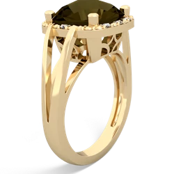 Smoky Quartz Art Deco Cocktail 14K Yellow Gold ring R2498