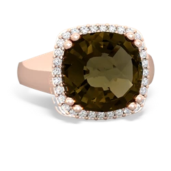 Smoky Quartz Halo Cocktail 14K Rose Gold ring R2544