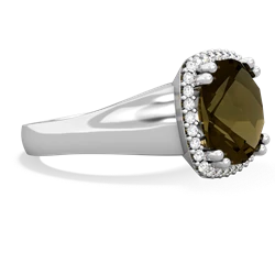 Smoky Quartz Halo Cocktail 14K White Gold ring R2544