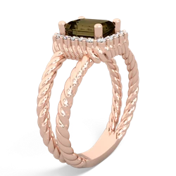 Smoky Quartz Rope Split Band 14K Rose Gold ring R2628