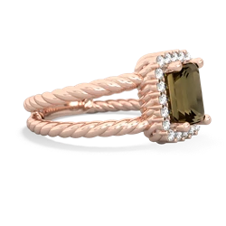 Smoky Quartz Rope Split Band 14K Rose Gold ring R2628