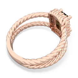 Smoky Quartz Rope Split Band 14K Rose Gold ring R2628
