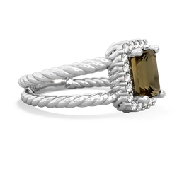 Smoky Quartz Rope Split Band 14K White Gold ring R2628