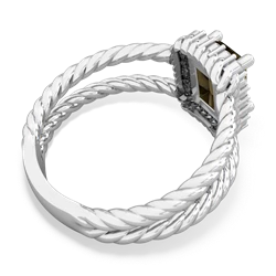 Smoky Quartz Rope Split Band 14K White Gold ring R2628