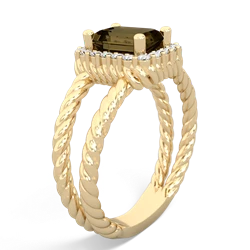 Smoky Quartz Rope Split Band 14K Yellow Gold ring R2628