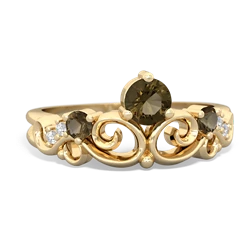 Smoky Quartz Crown Keepsake 14K Yellow Gold ring R5740