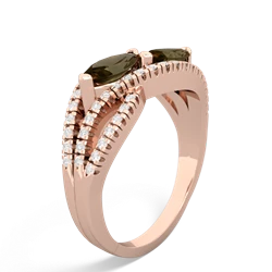 Smoky Quartz Diamond Rivers 14K Rose Gold ring R3070