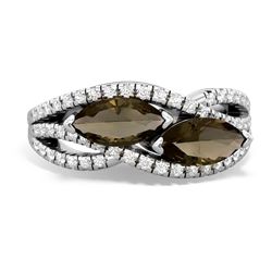 Smoky Quartz Diamond Rivers 14K White Gold ring R3070