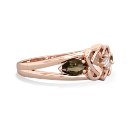 Smoky Quartz Hearts Intertwined 14K Rose Gold ring R5880
