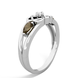 Smoky Quartz Hearts Intertwined 14K White Gold ring R5880