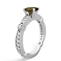 Smoky Quartz Sparkling Tiara 7X5mm Oval 14K White Gold ring R26297VL
