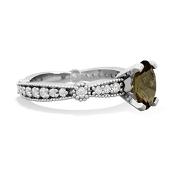 Smoky Quartz Sparkling Tiara 8X6 Oval 14K White Gold ring R26298VL