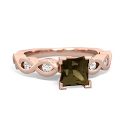 Smoky Quartz Infinity 5Mm Square Engagement 14K Rose Gold ring R26315SQ