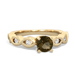 Smoky Quartz Infinity 5Mm Round Engagement 14K Yellow Gold ring R26315RD