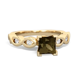 Smoky Quartz Infinity 5Mm Square Engagement 14K Yellow Gold ring R26315SQ