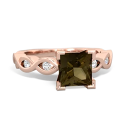 Smoky Quartz Infinity 6Mm Princess Engagement 14K Rose Gold ring R26316SQ